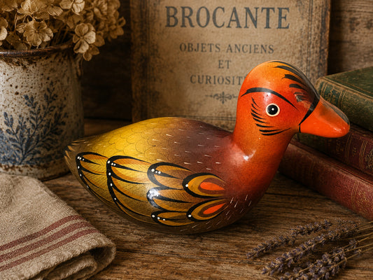 Vintage Mexican Pottery Duck Sculpture Figurine
