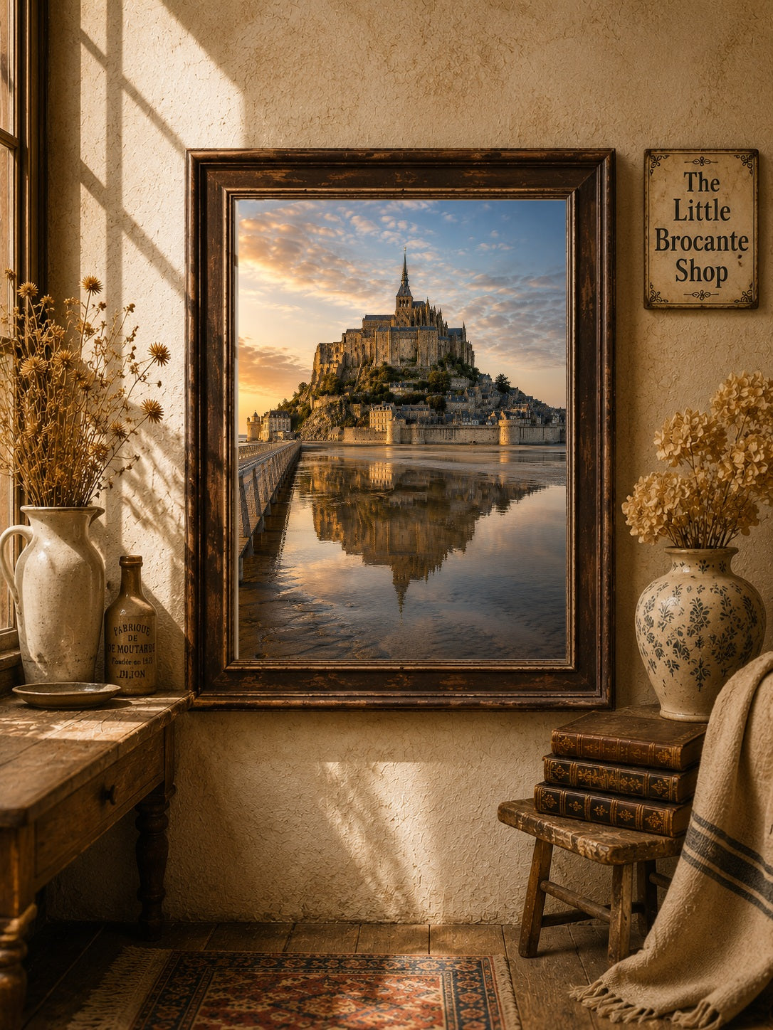 Set of 2 Mont Saint-Michel Prints - Sunset and Night time (unframed) | French Coastal Wall Art