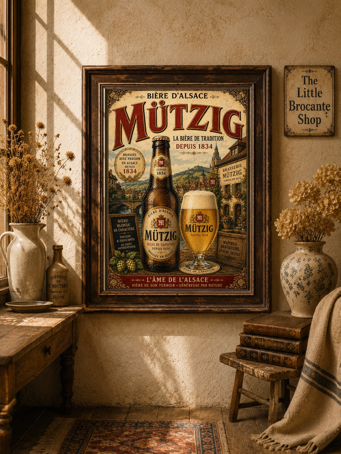 Mützig Bière d'Alsace Vintage French Beer Poster | French Brewery Wall Art Print | Available in A4, A3, A2, 50x70cm & A1