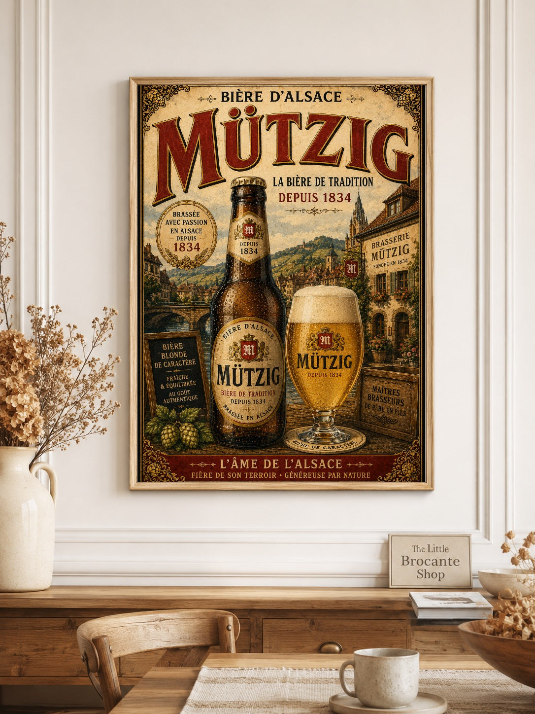 Mützig Bière d'Alsace Vintage French Beer Poster | French Brewery Wall Art Print | Available in A4, A3, A2, 50x70cm & A1