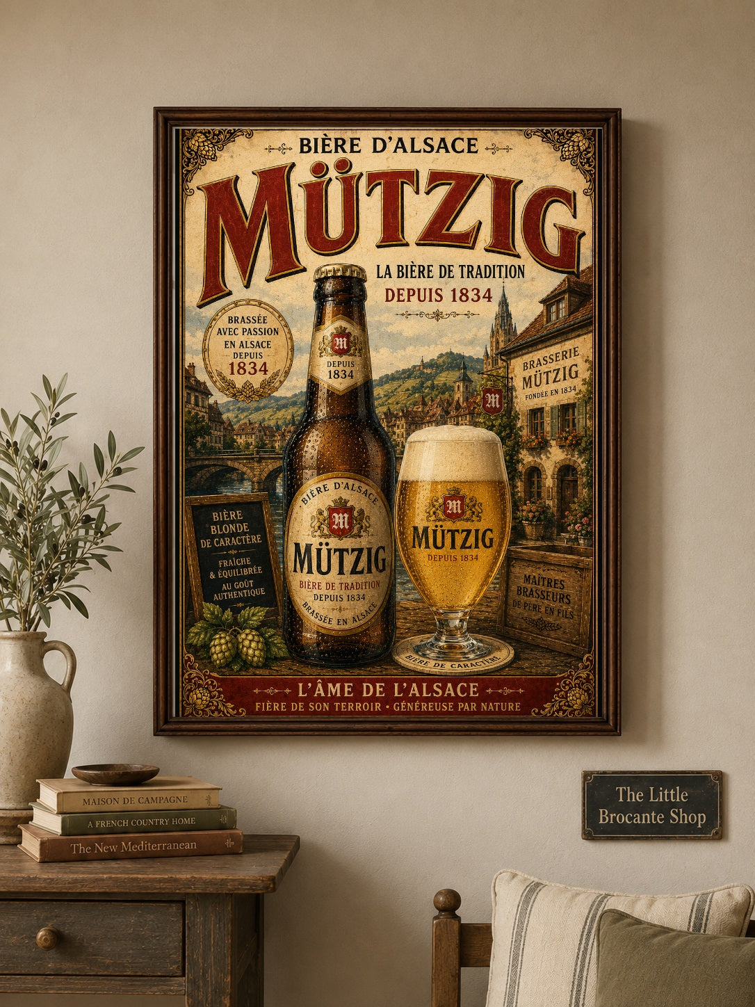 Mützig Bière d'Alsace Vintage French Beer Poster | French Brewery Wall Art Print | Available in A4, A3, A2, 50x70cm & A1