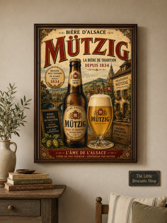 Mützig Bière d'Alsace Vintage French Beer Poster | French Brewery Wall Art Print | Available in A4, A3, A2, 50x70cm & A1