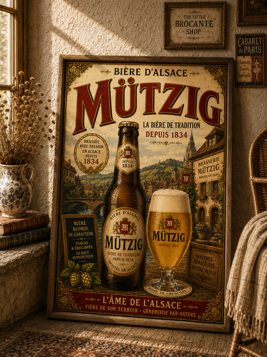 Mützig Bière d'Alsace Vintage French Beer Poster | French Brewery Wall Art Print | Available in A4, A3, A2, 50x70cm & A1