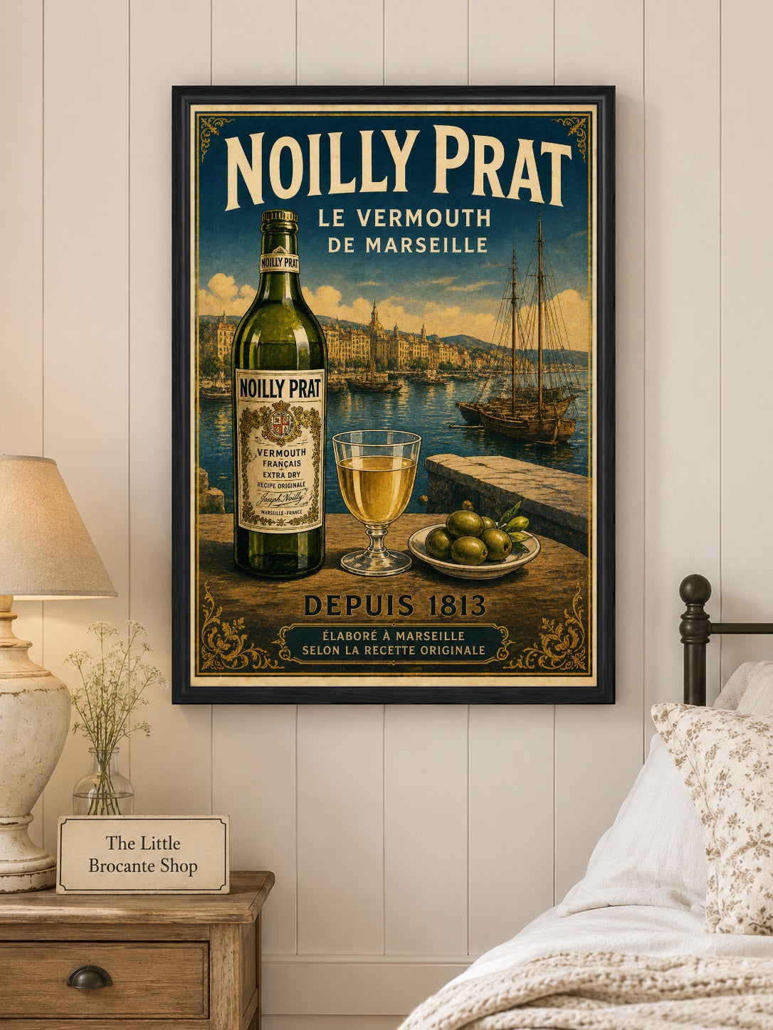 Noilly Prat Vintage French Vermouth Print | French Coastal Bar Wall Art | Classic French Drinks Advertising Poster