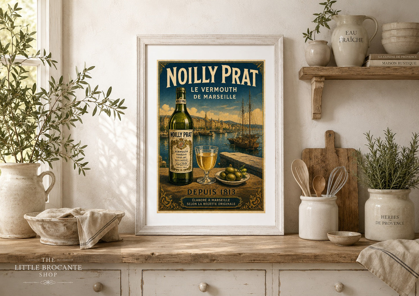 Noilly Prat Vintage French Vermouth Print | French Coastal Bar Wall Art | Classic French Drinks Advertising Poster