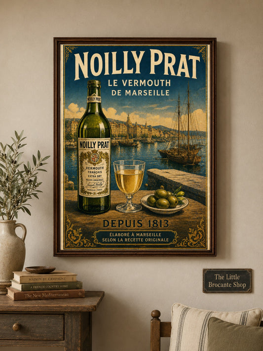 Noilly Prat Vintage French Vermouth Print | French Coastal Bar Wall Art | Classic French Drinks Advertising Poster