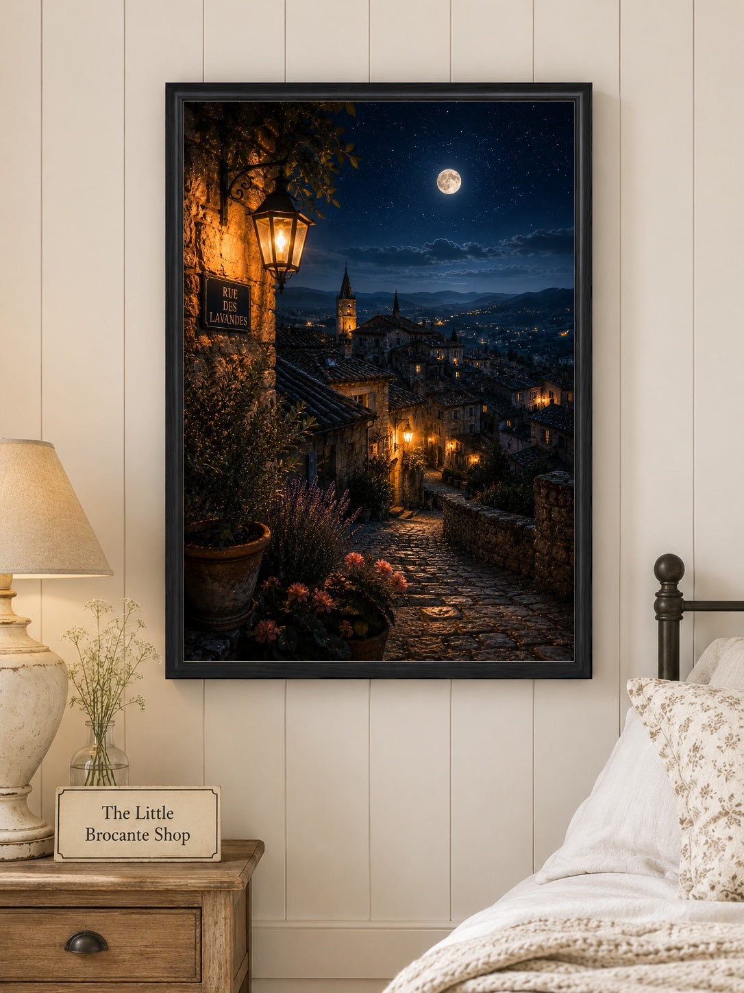 Nuit Douce Print | Moonlit Provence Peaceful Night Village Wall Art | French Print | A5, A4, A3, A2 & A1