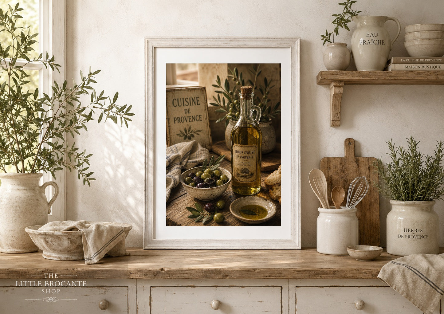 Cuisine de Provence Olive Oil Wooden Framed Print – French Kitchen Wall Art