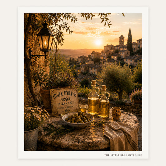 Marché de Village Wooden Framed Print | French Provence Market Wall Art | Rustic French Country Decor | A5, A4, A3, A2 & A1