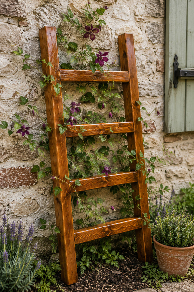 Rustic Wooden Decorative Garden Ladder Trellis