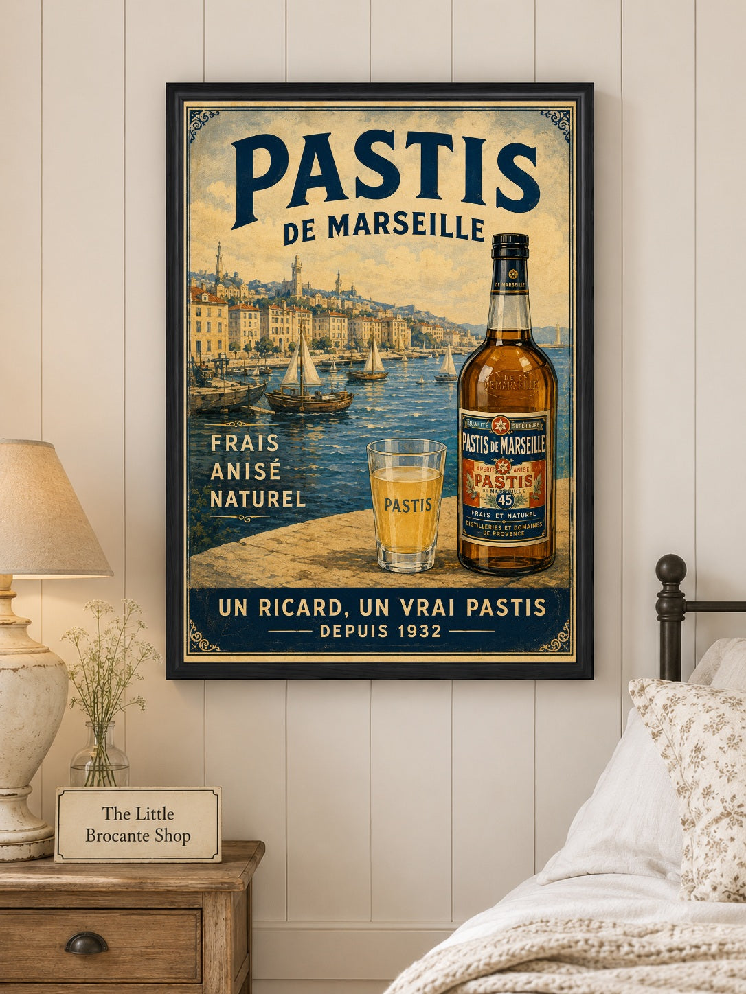 Pastis de Marseille Vintage French Poster Print | Marseille Harbour Wall Art | French Apéritif Kitchen & Bar Decor