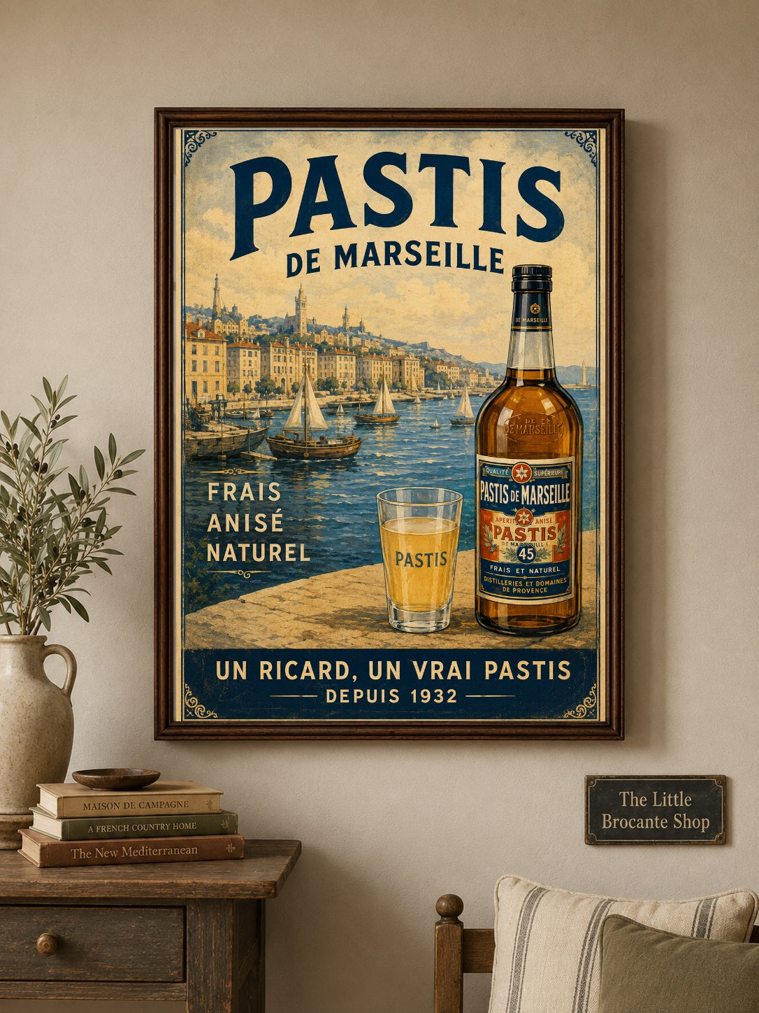 Pastis de Marseille Vintage French Poster Print | Marseille Harbour Wall Art | French Apéritif Kitchen & Bar Decor