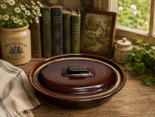 Vintage Pearson's Chesterfield 1 Pint Oval Stoneware Casserole Dish with Lid