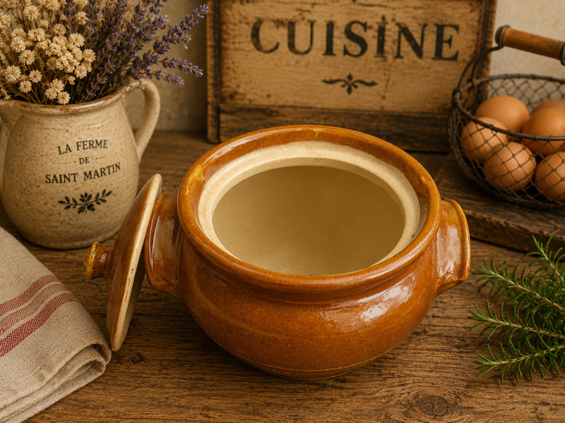 Vintage Pearsons of Chesterfield Stoneware Casserole Dish with Lid | English Rustic Bean Pot | Traditional Farmhouse Cooking Pot