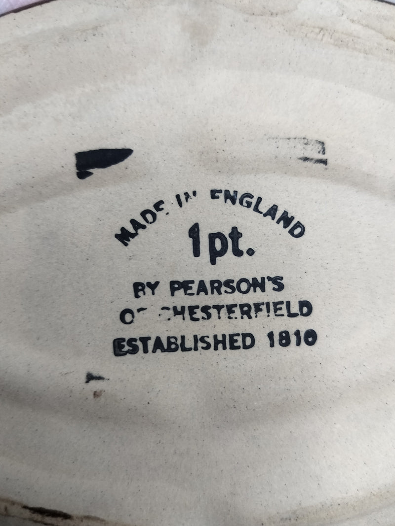 Vintage Pearson's Chesterfield 1 Pint Oval Stoneware Casserole Dish with Lid