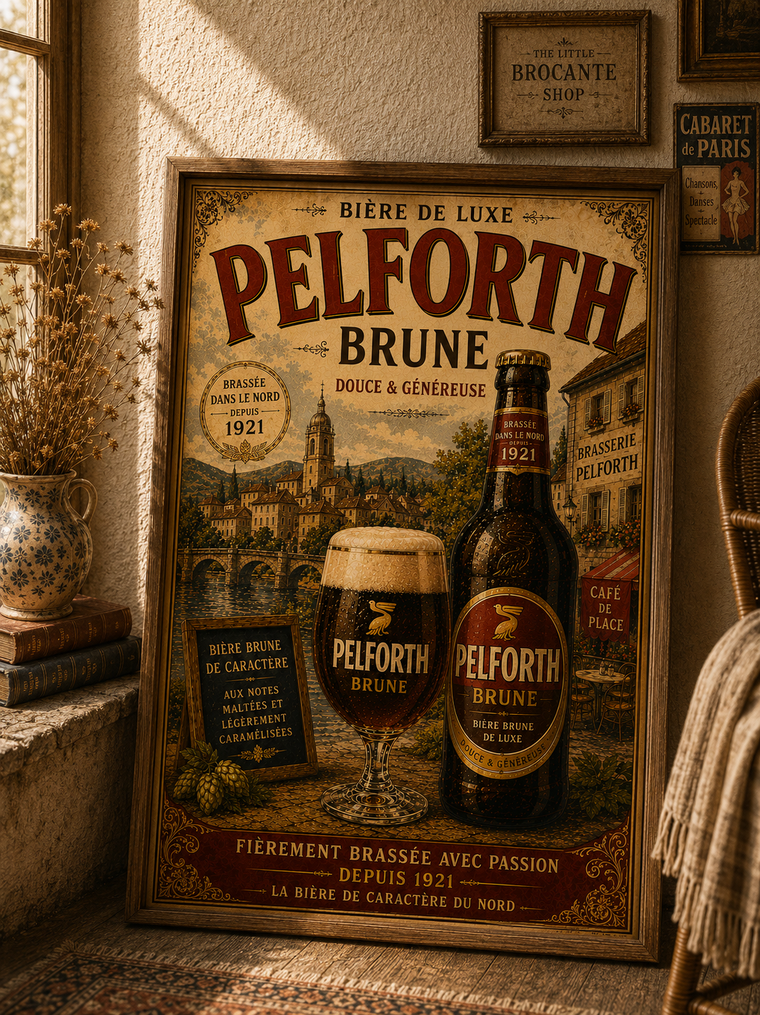 Pelforth Brune Vintage French Beer Poster | French Brewery Wall Art Print | Available in A4, A3, A2, 50x70cm & A1