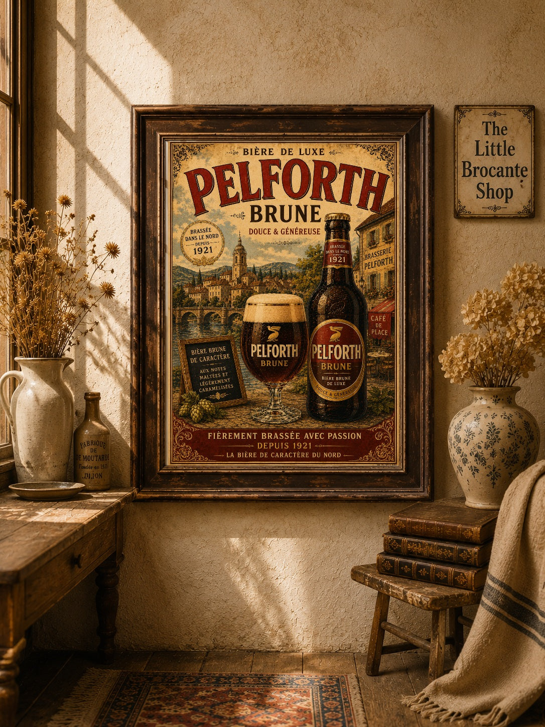 Pelforth Brune Vintage French Beer Poster | French Brewery Wall Art Print | Available in A4, A3, A2, 50x70cm & A1