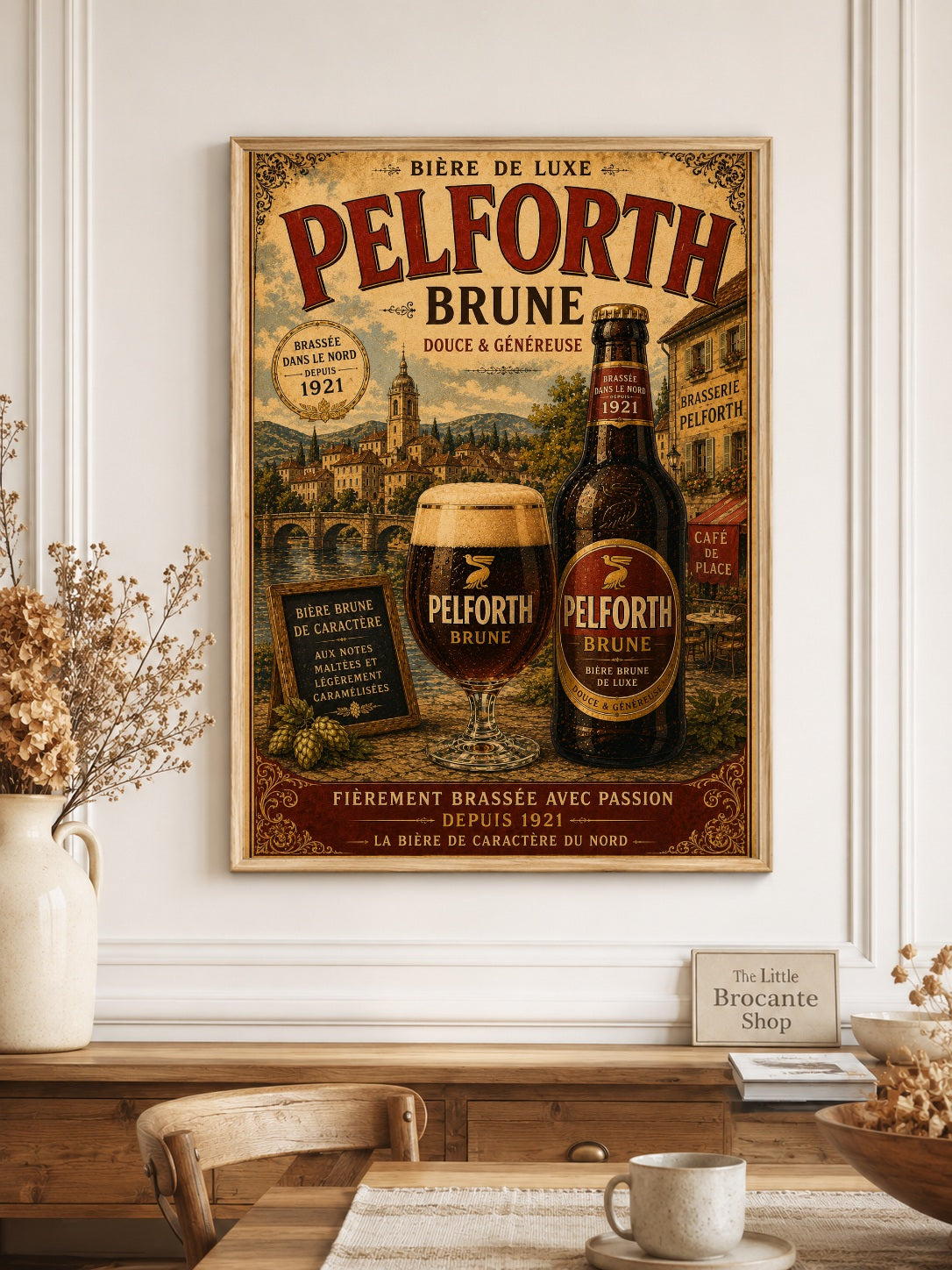 Pelforth Brune Vintage French Beer Poster | French Brewery Wall Art Print | Available in A4, A3, A2, 50x70cm & A1