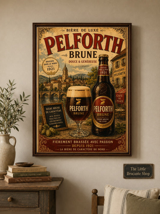 Pelforth Brune Vintage French Beer Poster | French Brewery Wall Art Print | Available in A4, A3, A2, 50x70cm & A1