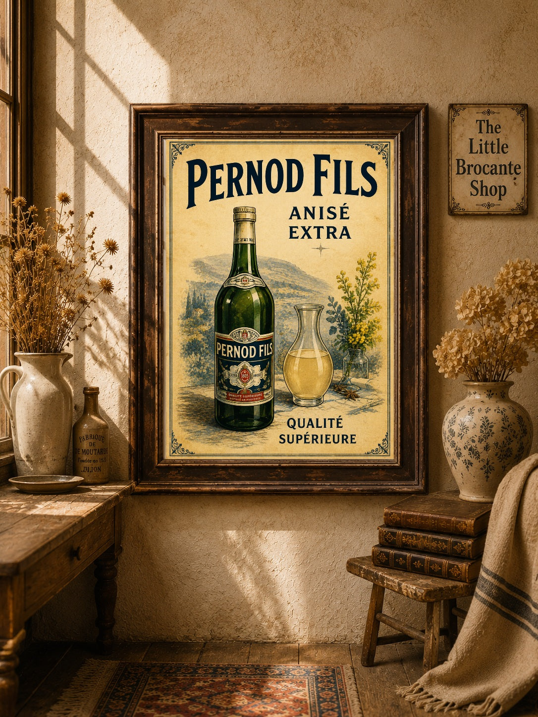 Pernod Fils Vintage French Poster Print | Classic Anisé Wall Art | French Kitchen & Home Bar Decor