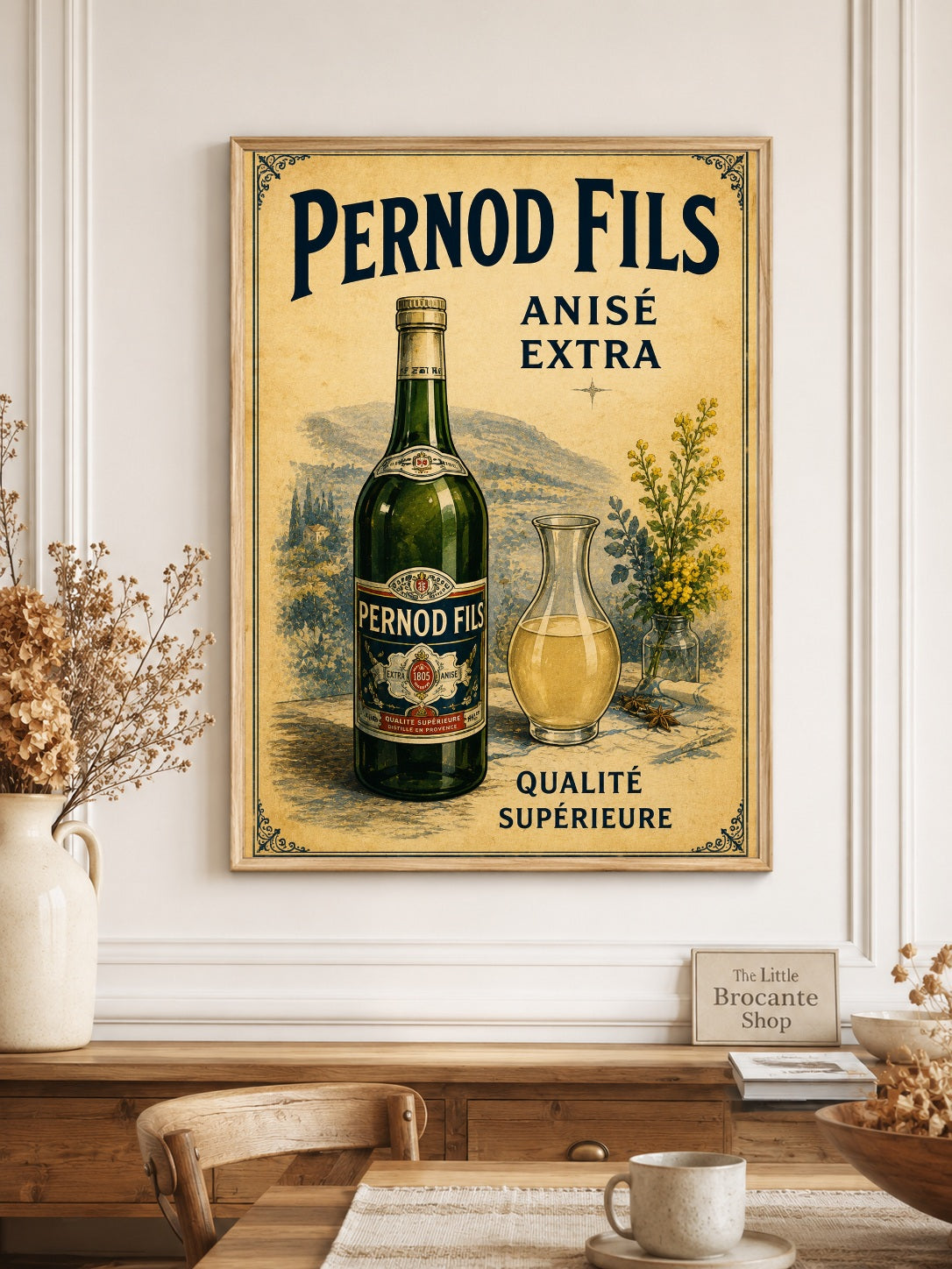 Pernod Fils Vintage French Poster Print | Classic Anisé Wall Art | French Kitchen & Home Bar Decor