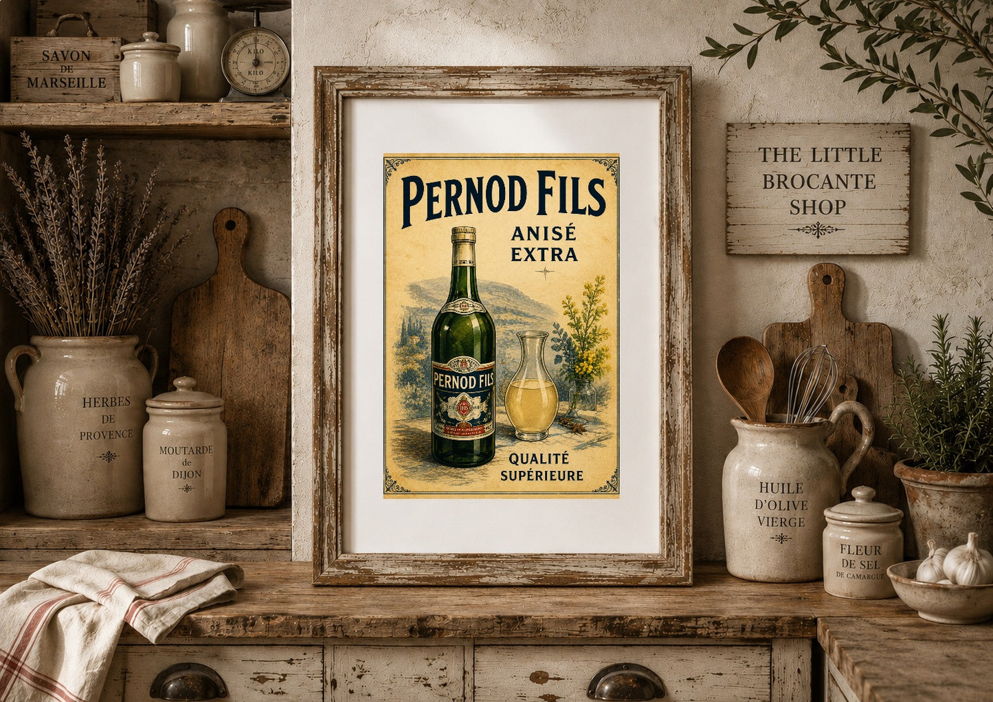 Pernod Fils Vintage French Poster Print | Classic Anisé Wall Art | French Kitchen & Home Bar Decor