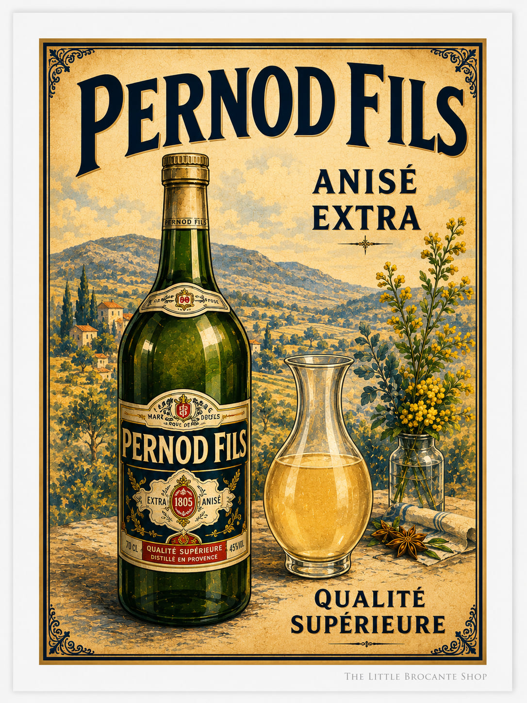 Pernod Fils Vintage French Poster Print | Classic Anisé Wall Art | French Kitchen & Home Bar Decor