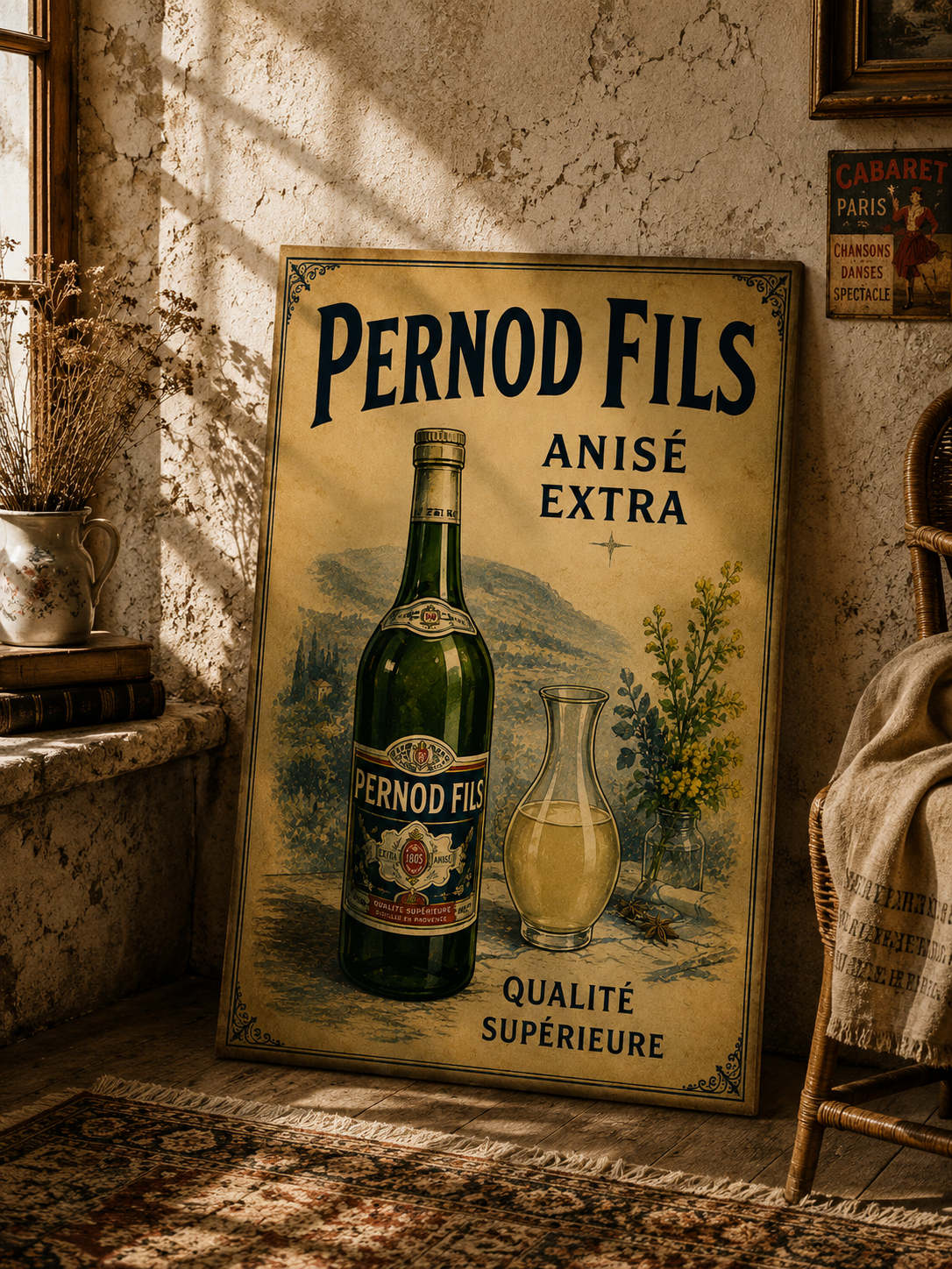 Pernod Fils Vintage French Poster Print | Classic Anisé Wall Art | French Kitchen & Home Bar Decor