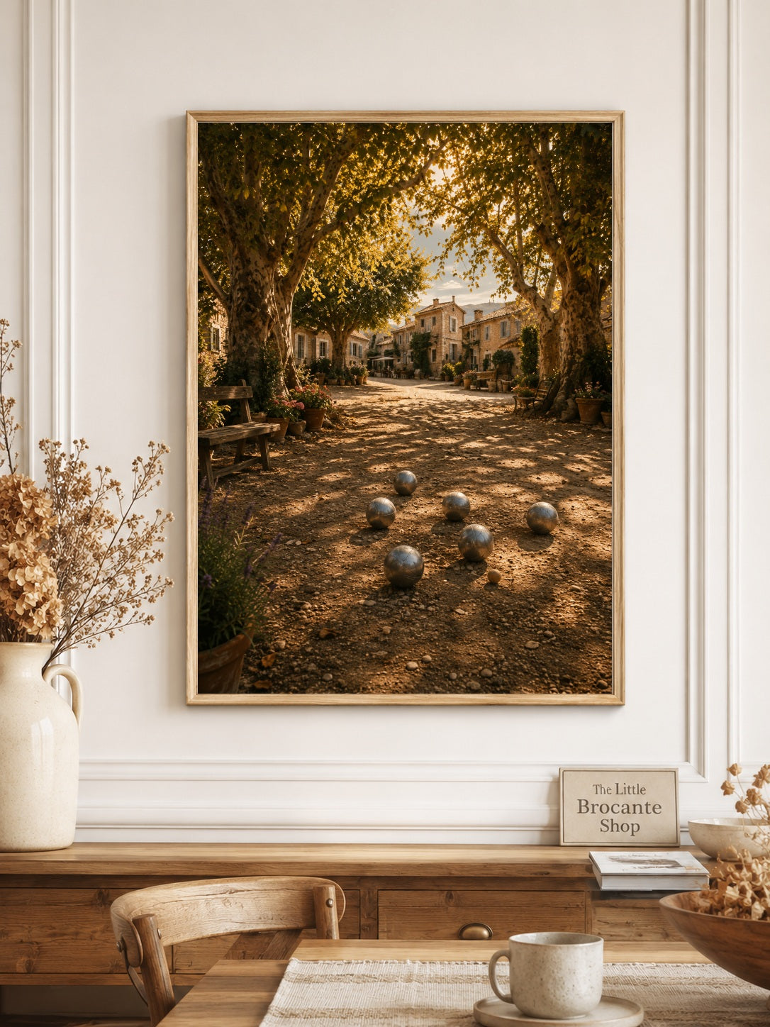 Pétanque à l'Ombre Print | French Provence Village Wall Art | Rustic Country Landscape | A5, A4, A3, A2 & A1