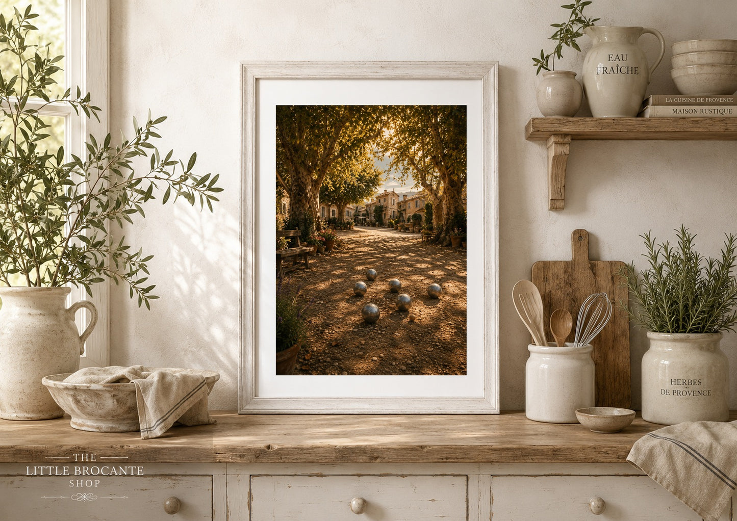 Pétanque à l'Ombre Print | French Provence Village Wall Art | Rustic Country Landscape | A5, A4, A3, A2 & A1