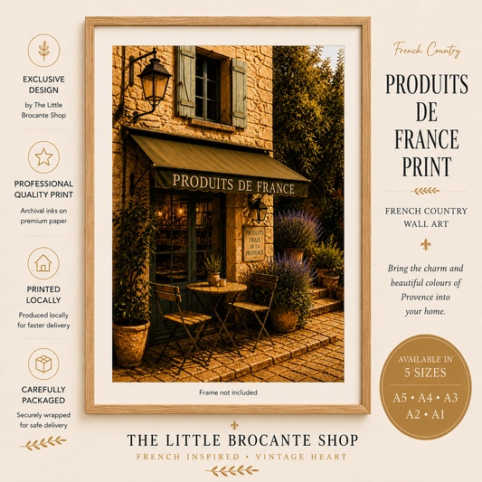 Produits de Provence Art Print | French Village Shop Wall Art | Rustic Provence Café & Delicatessen Decor | Vintage French Country Kitchen Print