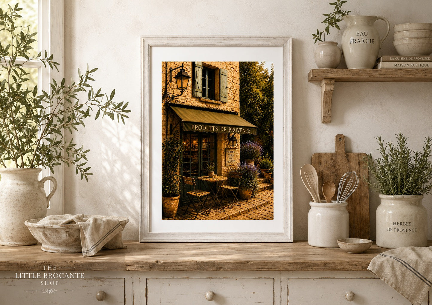 Produits de Provence Art Print | French Village Shop Wall Art | Rustic Provence Café & Delicatessen Decor | Vintage French Country Kitchen Print