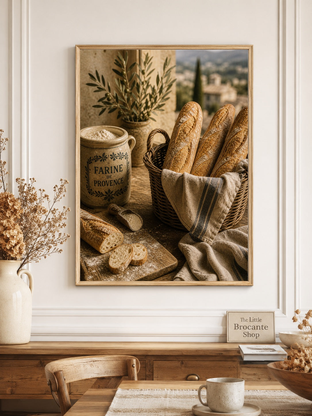 Farine de Provence Art Print | French Bakery Kitchen Wall Art | Rustic Bread & Baguette Print | Vintage French Country Decor