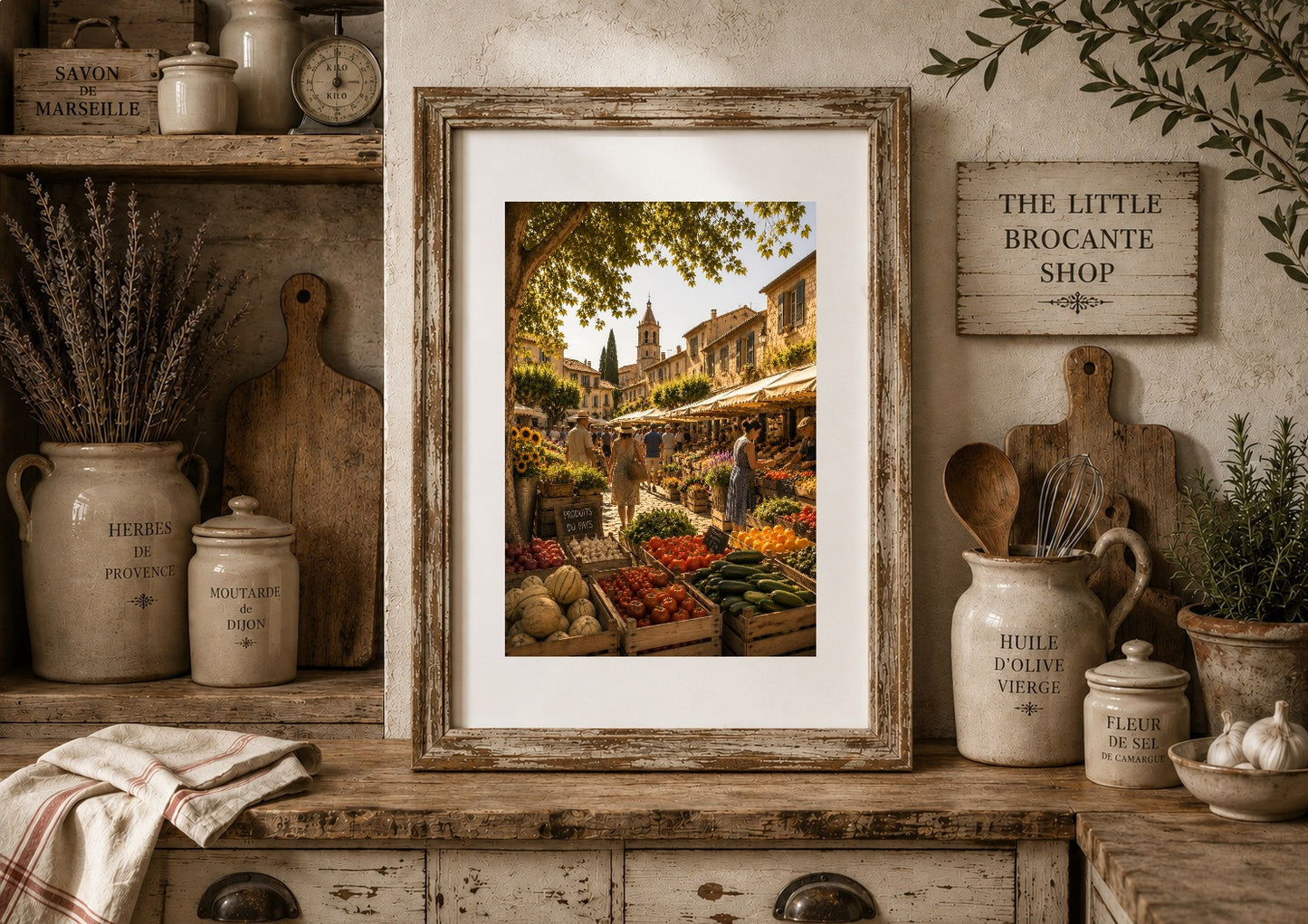 Marché de Village Print | French Provence Market Wall Art | Rustic French Country Decor | A5, A4, A3, A2 & A1