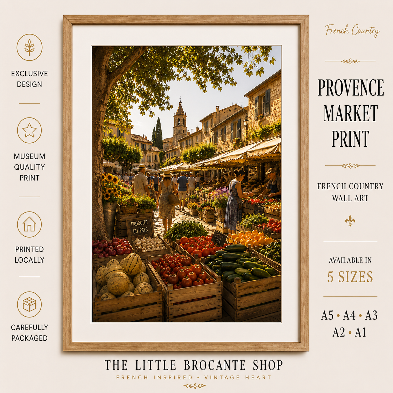 Marché de Village Print | French Provence Market Wall Art | Rustic French Country Decor | A5, A4, A3, A2 & A1