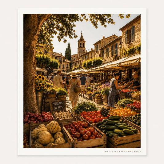 Marché de Village Print | French Provence Market Wall Art | Rustic French Country Decor | A5, A4, A3, A2 & A1