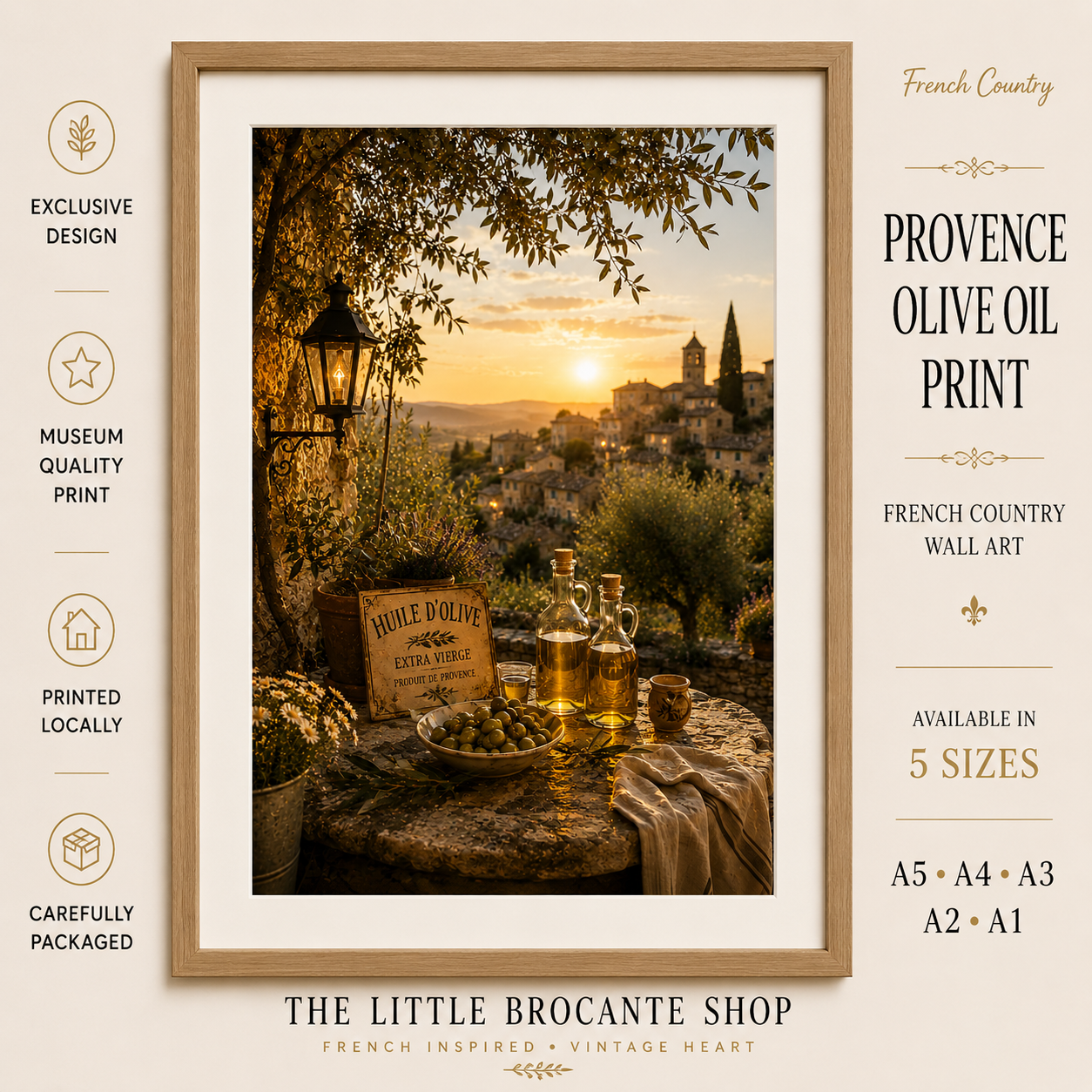 Huile d'Olive de Provence Print | French Olive Oil Wall Art | Rustic French Kitchen Decor | A5, A4, A3, A2 & A1