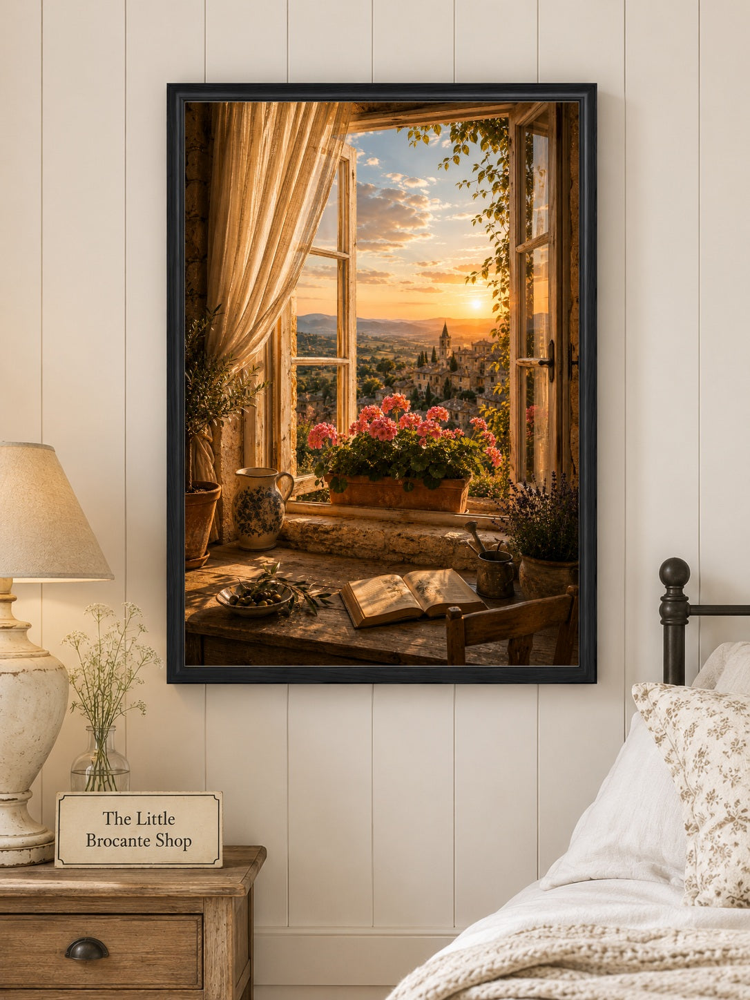 Fenêtre Ouverte Print | French Provence Window View Wall Art | Rustic Country Landscape | A5, A4, A3, A2 & A1