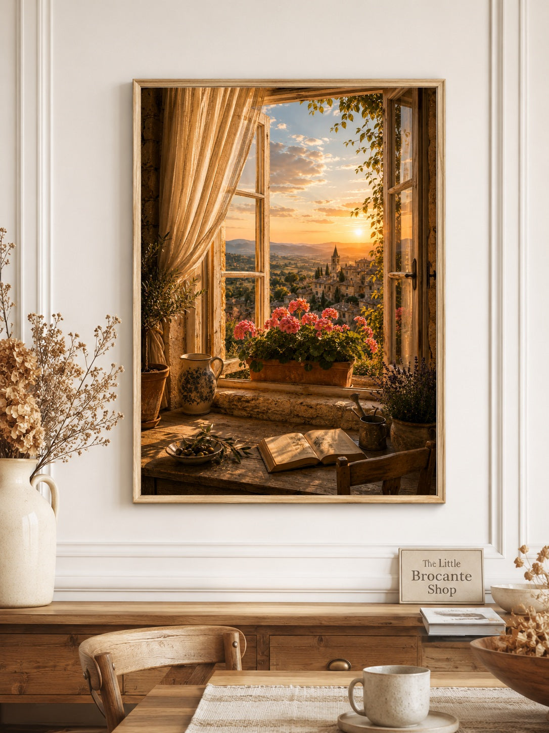 Fenêtre Ouverte Print | French Provence Window View Wall Art | Rustic Country Landscape | A5, A4, A3, A2 & A1