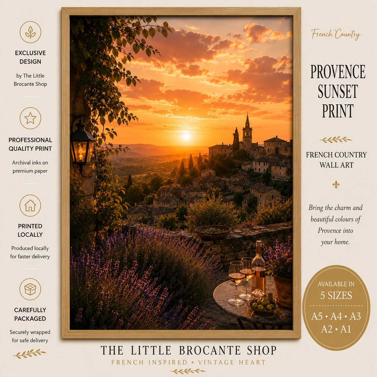 Coucher de Soleil en Provence Print | French Provence Sunset Wall Art | Provence Landscape | A5, A4, A3, A2 & A1