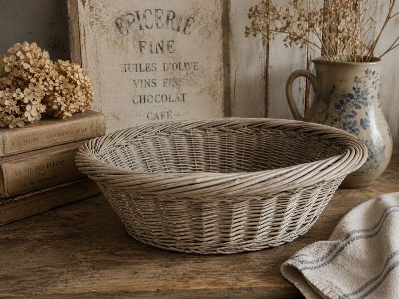 Vintage Wicker Harvest Basket – French Country Style