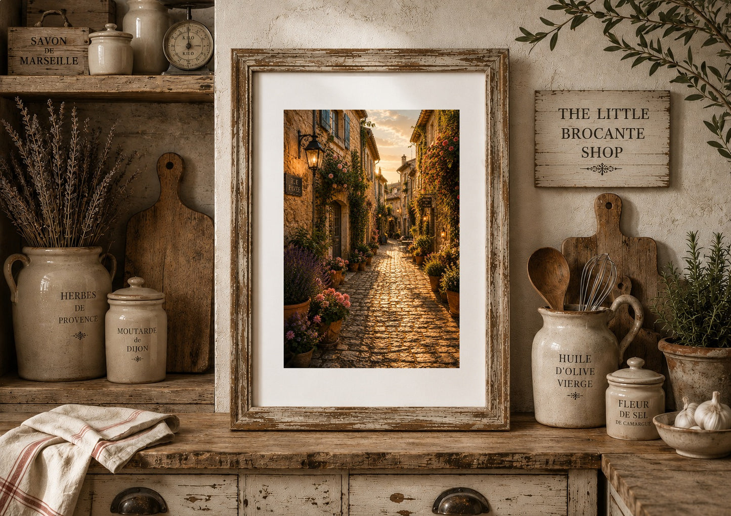 Rue Pavée Print | Cobbled Street of Provence Wall Art | French Village Lane | A5, A4, A3, A2 & A1