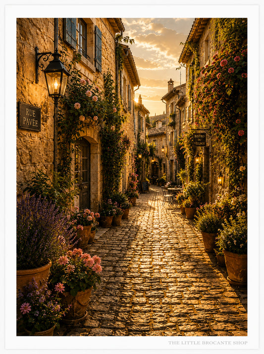 Rue Pavée Print | Cobbled Street of Provence Wall Art | French Village Lane | A5, A4, A3, A2 & A1