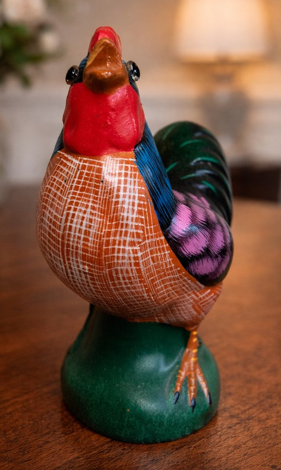 Vintage French Hand Painted Cockerel Ornament - The Little Brocante Shop