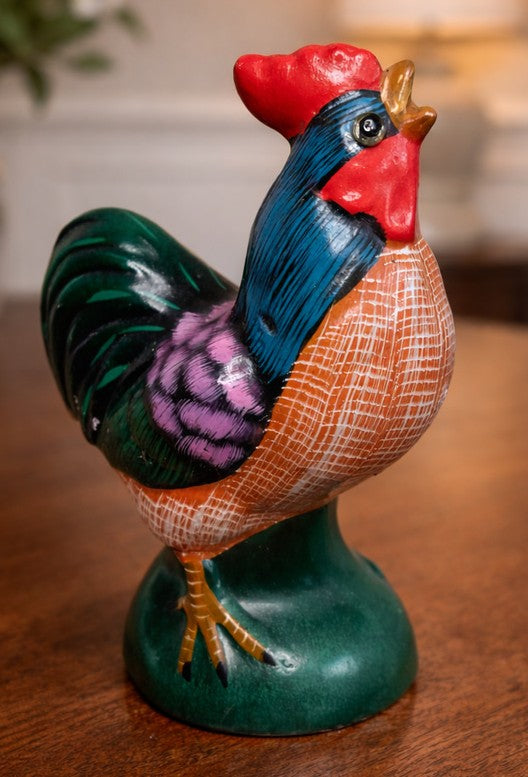 Vintage French Hand Painted Cockerel Ornament - The Little Brocante Shop