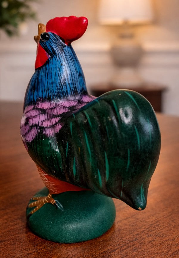 Vintage French Hand Painted Cockerel Ornament - The Little Brocante Shop