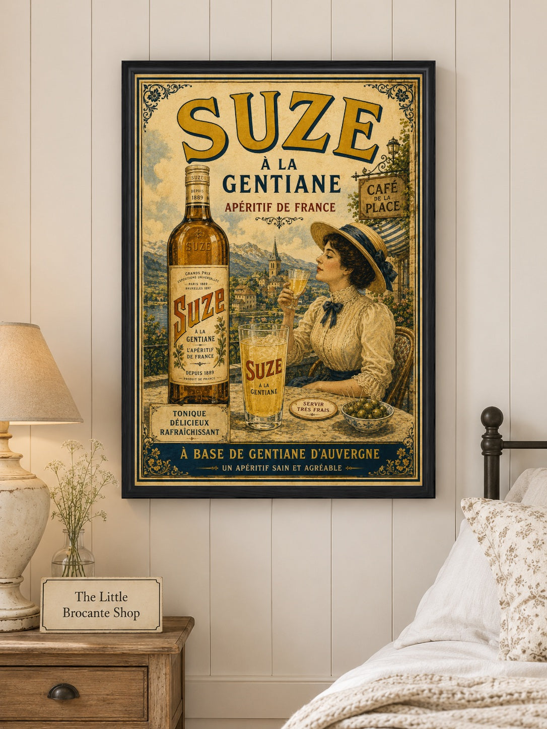 Suze à la Gentiane Vintage French Poster Print | French Apéritif Wall Art | Auvergne Kitchen & Home Bar Decor