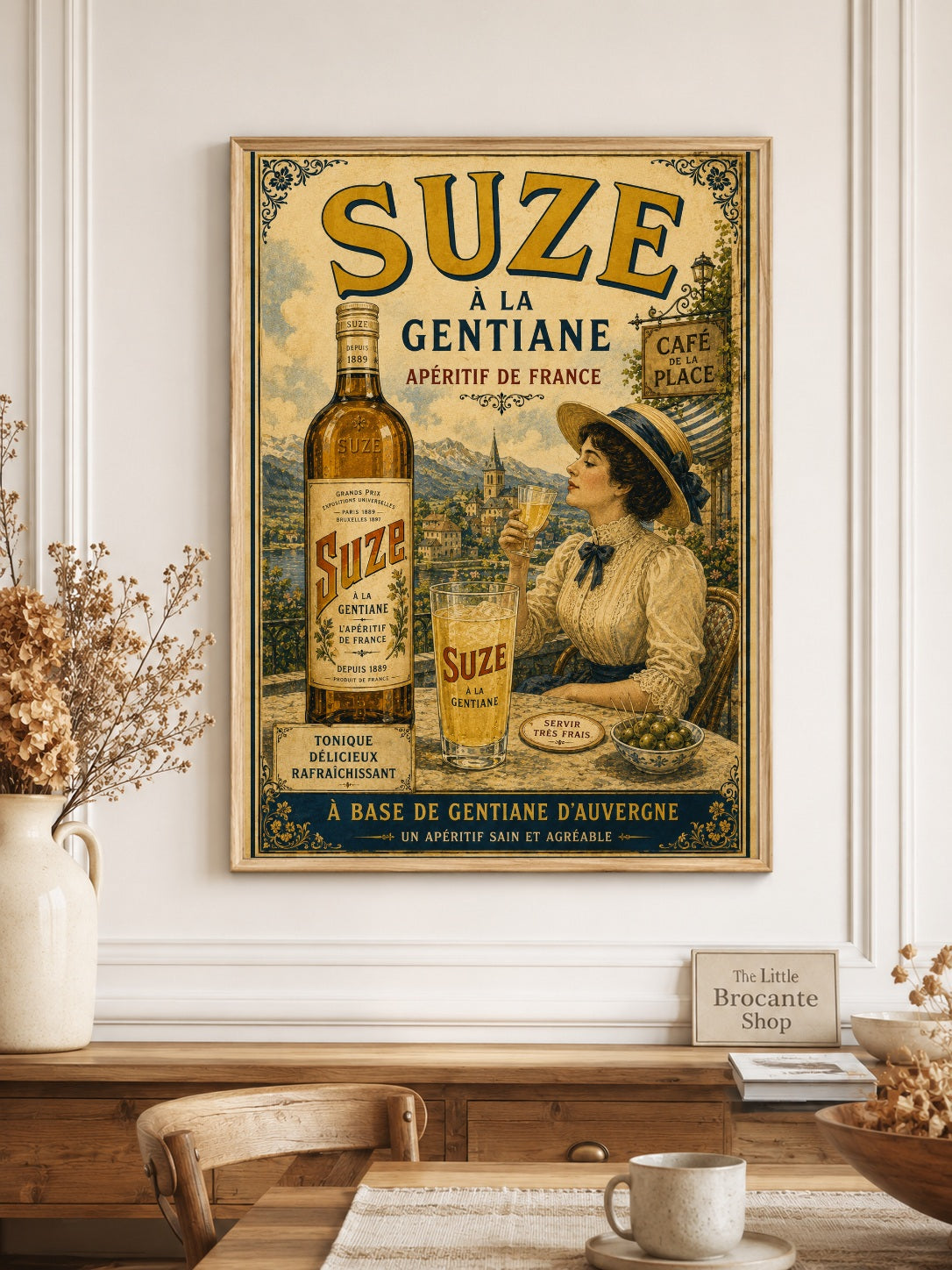 Suze à la Gentiane Vintage French Poster Print | French Apéritif Wall Art | Auvergne Kitchen & Home Bar Decor