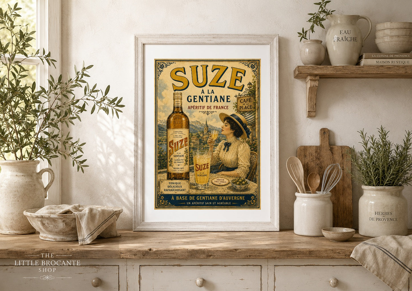 Suze à la Gentiane Vintage French Poster Print | French Apéritif Wall Art | Auvergne Kitchen & Home Bar Decor