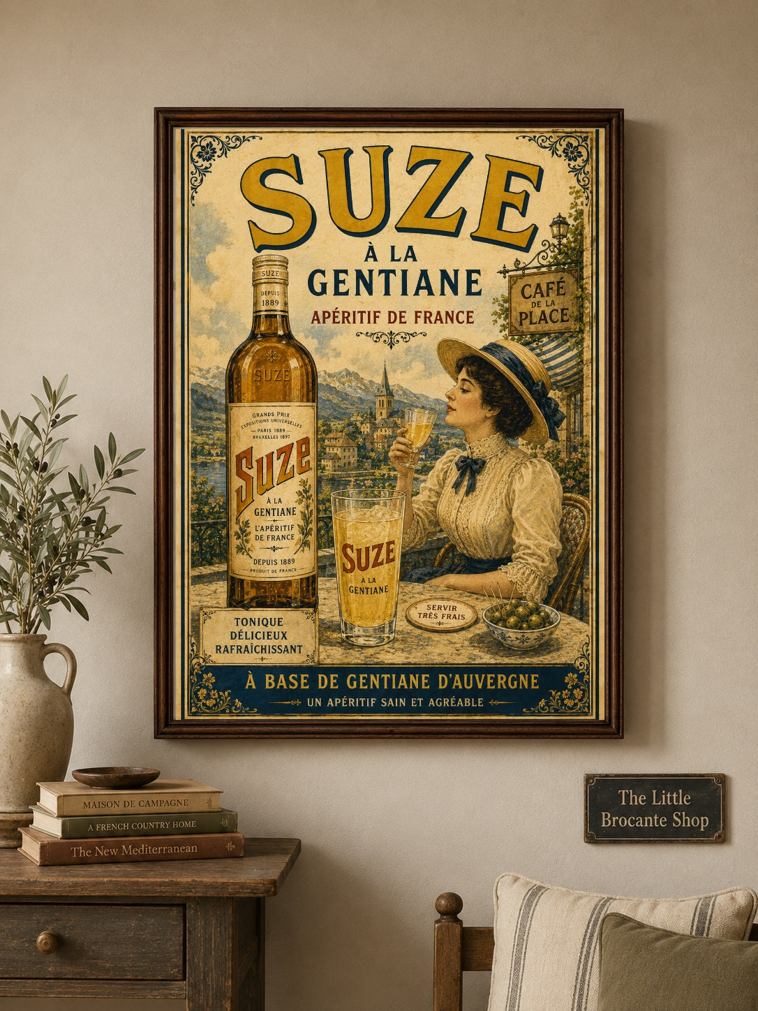 Suze à la Gentiane Vintage French Poster Print | French Apéritif Wall Art | Auvergne Kitchen & Home Bar Decor